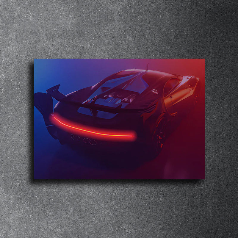 BUGATTI CHIRON - Neon Poster plexiglass