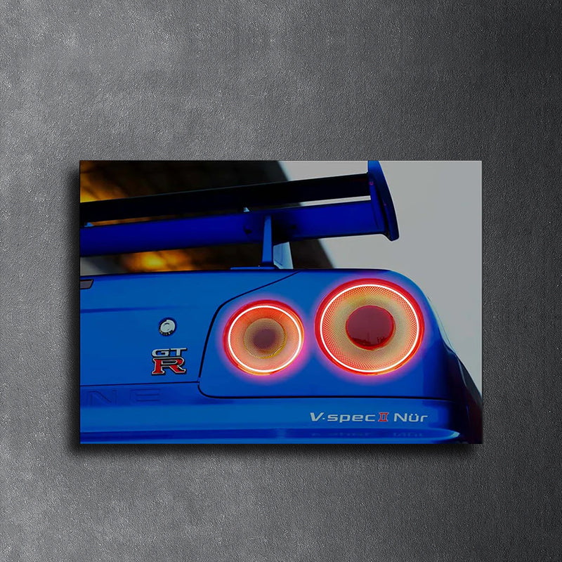 NISSAN SKYLINE GT-R R34 - Neon Poster plexiglass
